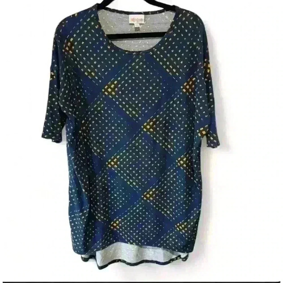 LuLaRoe Irma Tunic Multicolor Geometric Print Hi-Lo Hemline - size XXS - Picture 1 of 3